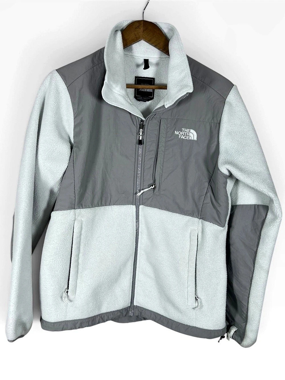 The North Face Womens Denali Polartec Fleece Jacket Size M White Gray Full Zip